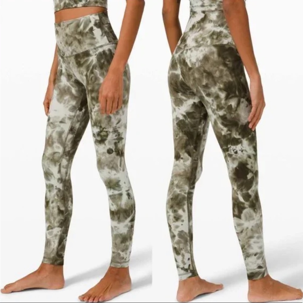 Green tie-dye soft lulu leggings